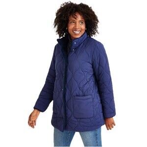 Style & Co Womens Petite PM Industrial Blue Quilted Reversible Jacket NWT CW75